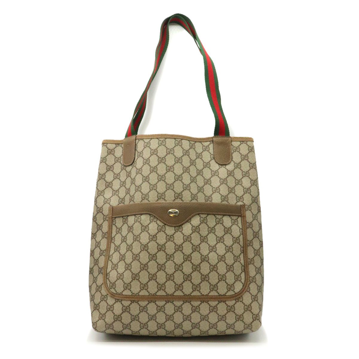 Gucci Tote Shoulder Bag GG Supreme Sherry Leather Vintage