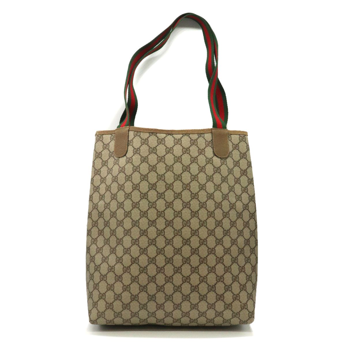 Gucci Tote Shoulder Bag GG Supreme Sherry Leather Vintage — view 2
