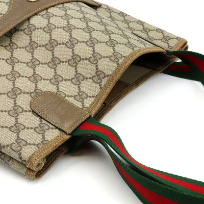 Gucci Tote Shoulder Bag GG Supreme Sherry Leather Vintage — view 9