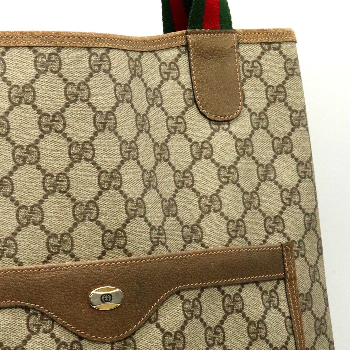 Gucci Tote Shoulder Bag GG Supreme Sherry Leather Vintage — view 3