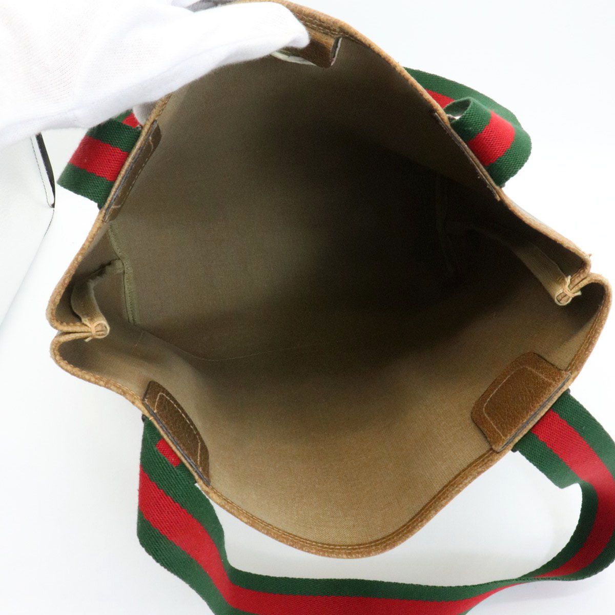 Gucci Tote Shoulder Bag GG Supreme Sherry Leather Vintage — view 6