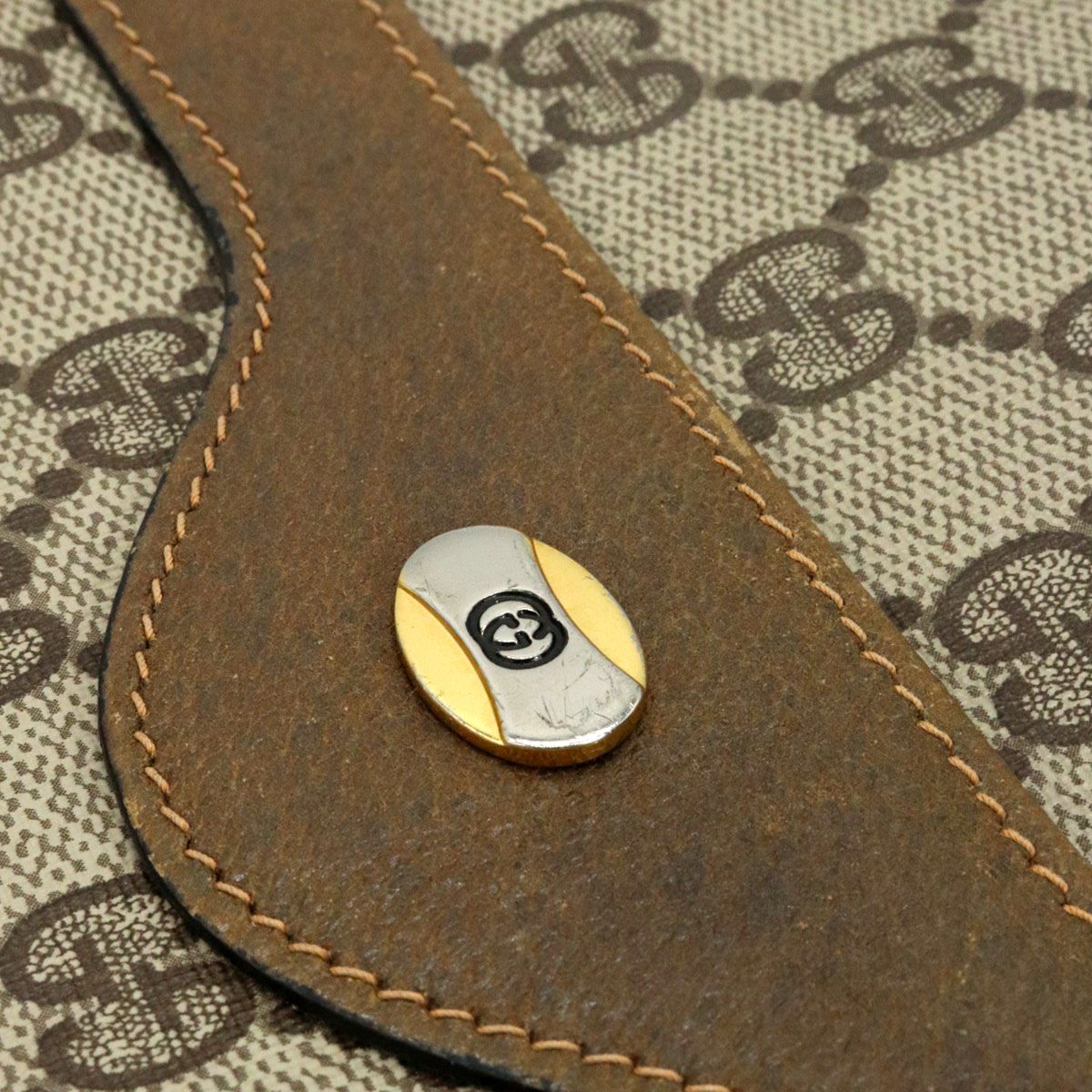 Gucci Tote Shoulder Bag GG Supreme Sherry Leather Vintage — view 4
