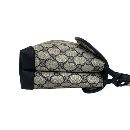 Gucci Vintage GG Logo Pattern Leather Mini Shoulder Bag Pochette Crossbody Navy — view 6