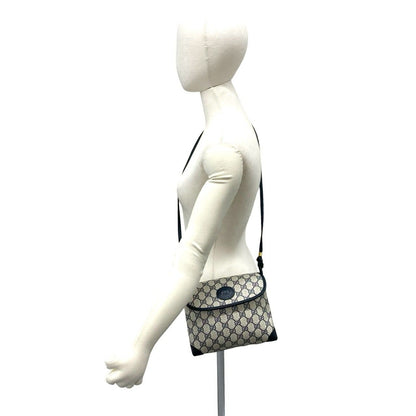 Gucci Vintage GG Logo Pattern Leather Mini Shoulder Bag Pochette Crossbody Navy — view 2