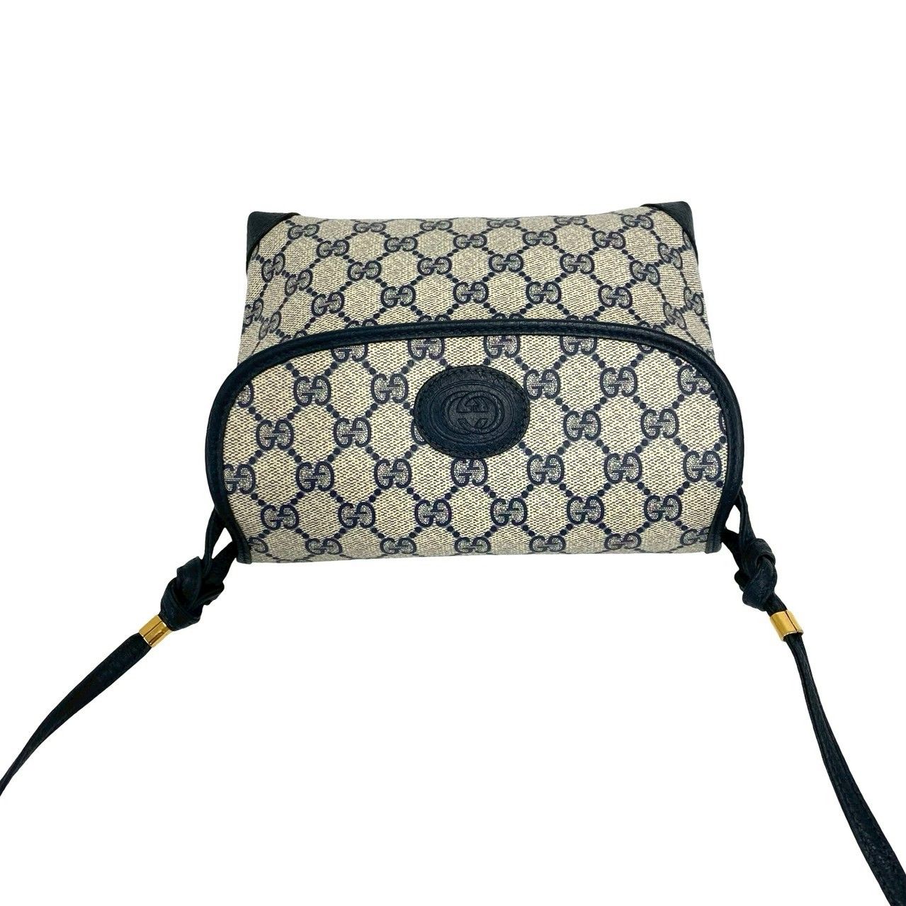 Gucci Vintage GG Logo Pattern Leather Mini Shoulder Bag Pochette Crossbody Navy — view 4