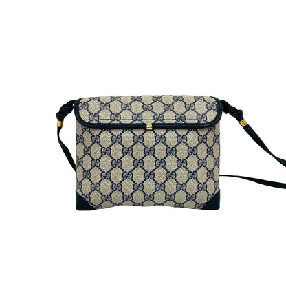 Gucci Vintage GG Logo Pattern Leather Mini Shoulder Bag Pochette Crossbody Navy — view 3