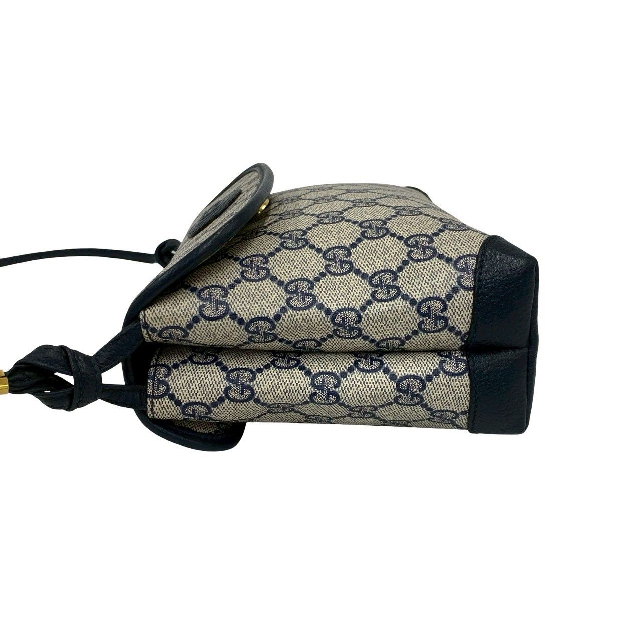 Gucci Vintage GG Logo Pattern Leather Mini Shoulder Bag Pochette Crossbody Navy — view 5