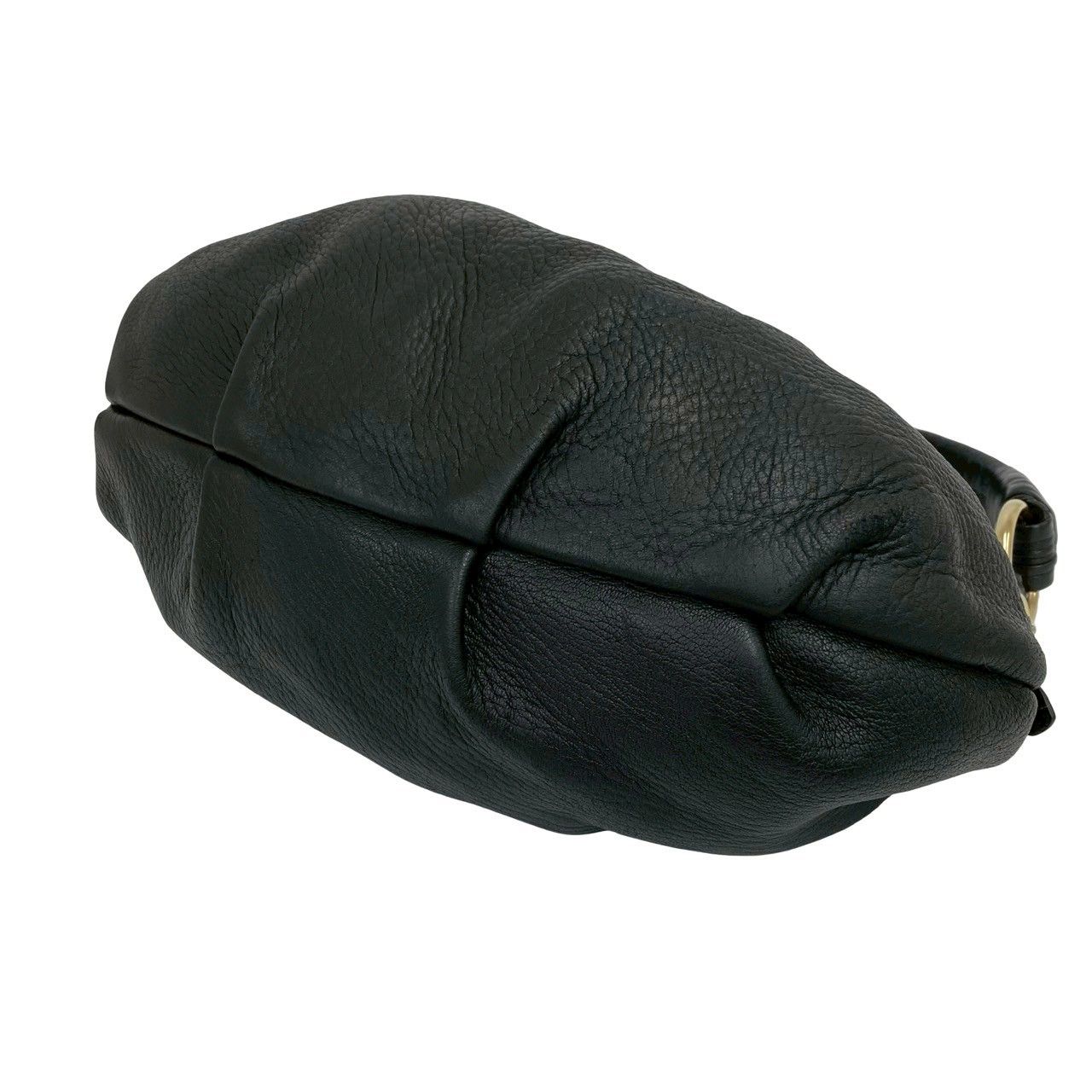 Prada Logo Gold Leather Shoulder Bag Mini Tote Black — view 8