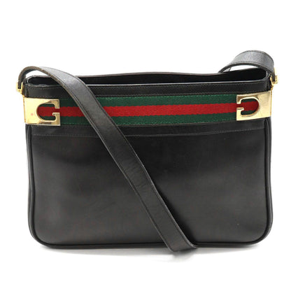 Gucci Vintage Shoulder Bag Leather Sherry Black