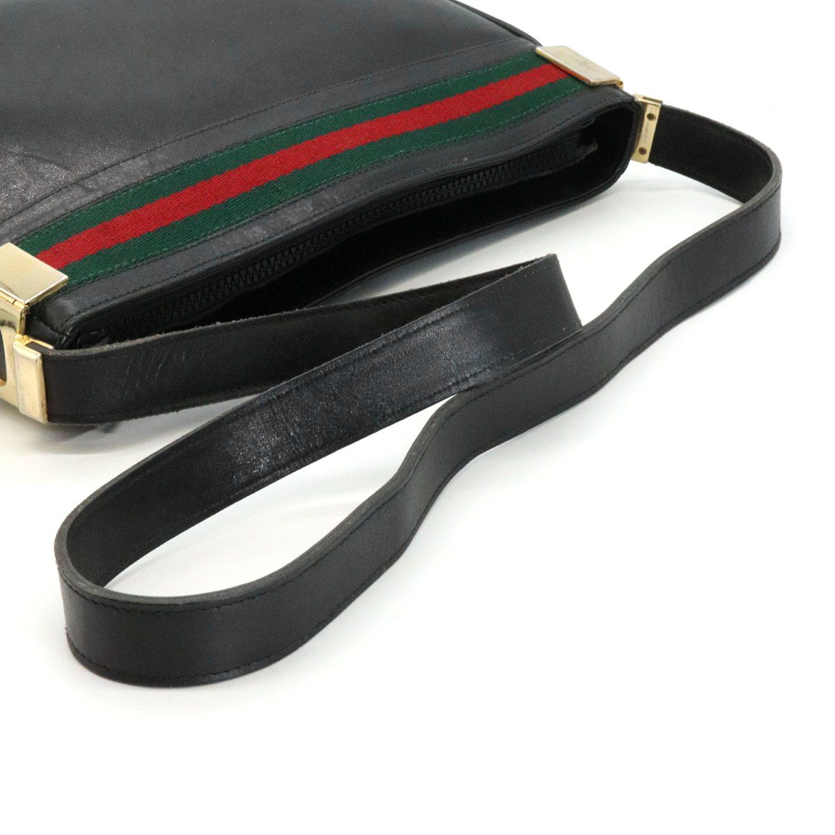 Gucci Vintage Shoulder Bag Leather Sherry Black — view 6