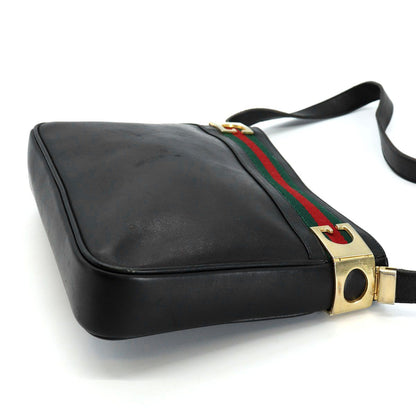 Gucci Vintage Shoulder Bag Leather Sherry Black — view 3