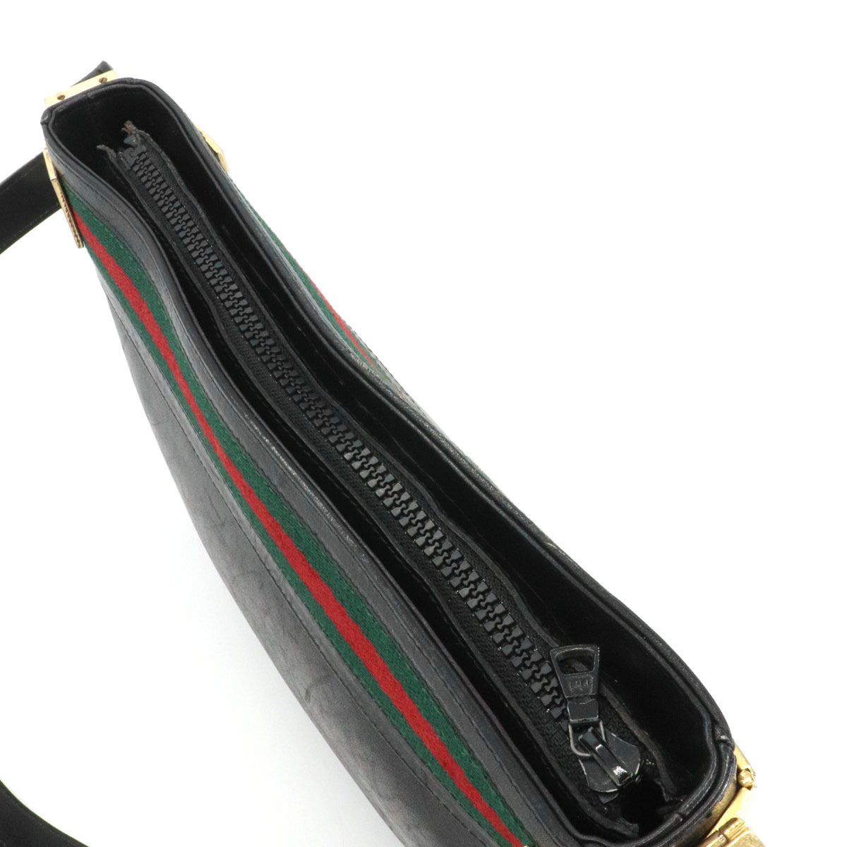 Gucci Vintage Shoulder Bag Leather Sherry Black — view 7