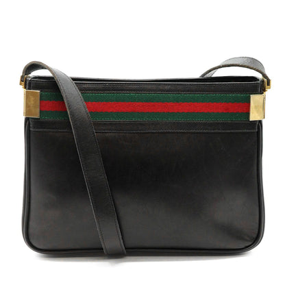 Gucci Vintage Shoulder Bag Leather Sherry Black — view 2