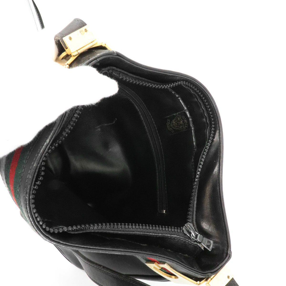 Gucci Vintage Shoulder Bag Leather Sherry Black — view 8
