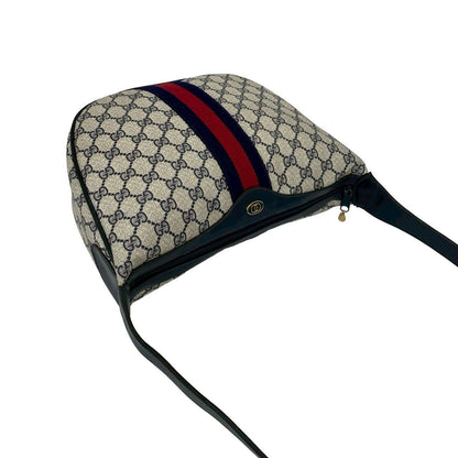 Gucci Vintage Sherry Line GG Logo Pattern Leather Shoulder Bag Navy — view 4