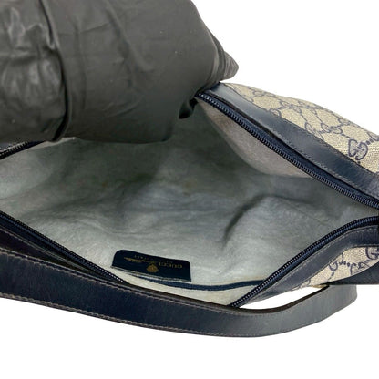 Gucci Vintage Sherry Line GG Logo Pattern Leather Shoulder Bag Navy — view 9