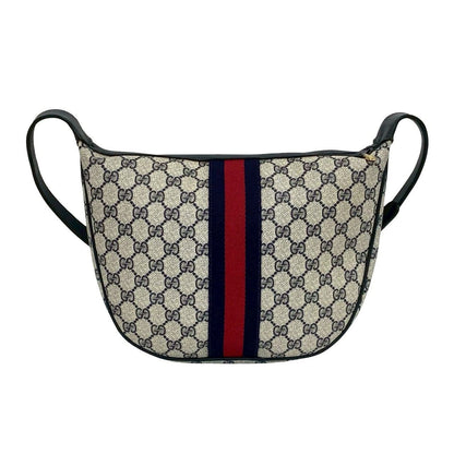 Gucci Vintage Sherry Line GG Logo Pattern Leather Shoulder Bag Navy — view 3