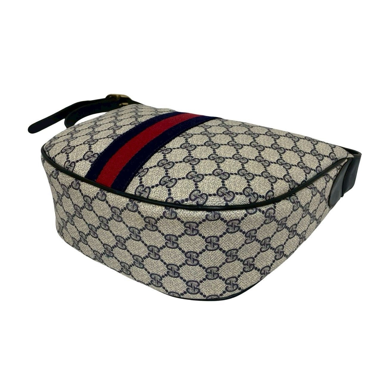 Gucci Vintage Sherry Line GG Logo Pattern Leather Shoulder Bag Navy — view 8