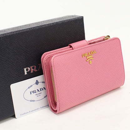Prada Saffiano Leather Zlp Fodlg Bifold Wallet
