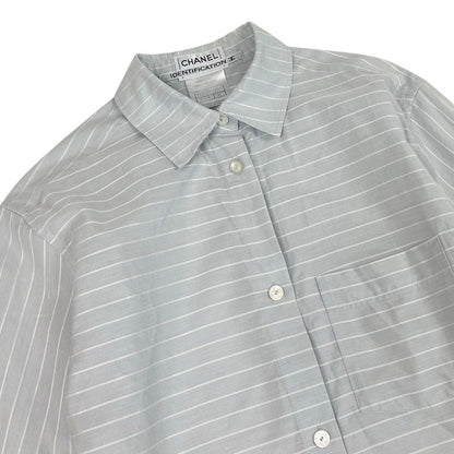 Chanel SS Identification 3/4 Sleeve Shirt Logo Border Pattern 40 Light Gray — view 4