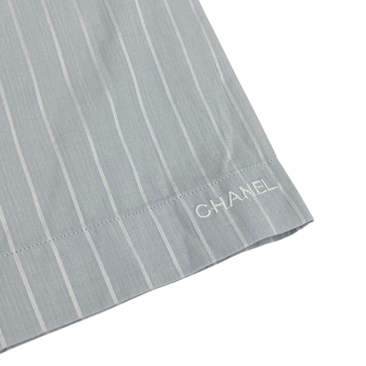 Chanel SS Identification 3/4 Sleeve Shirt Logo Border Pattern 40 Light Gray — view 5