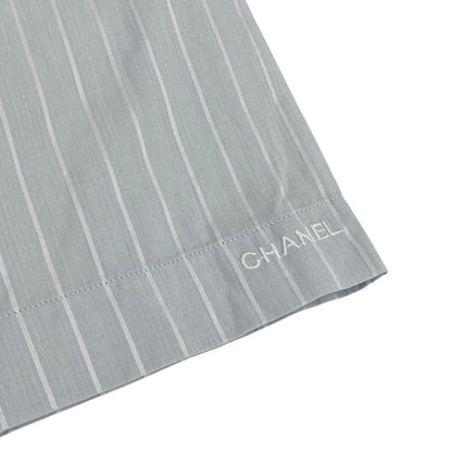 Chanel SS Identification 3/4 Sleeve Shirt Logo Border Pattern 40 Light Gray — view 5