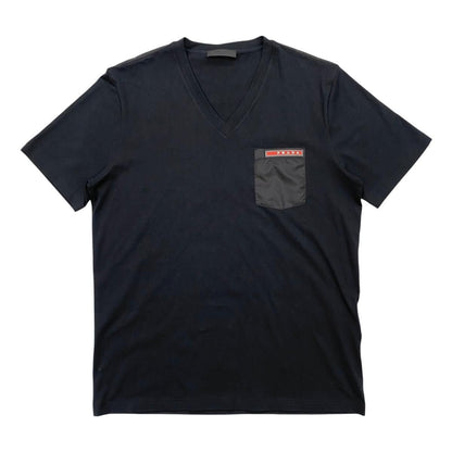 Prada Short Sleeve T-Shirt Neck 710 M Sports Logo Pocket Black