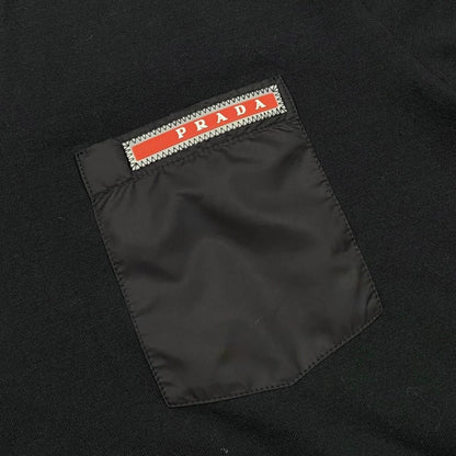 Prada Short Sleeve T-Shirt Neck 710 M Sports Logo Pocket Black — view 7