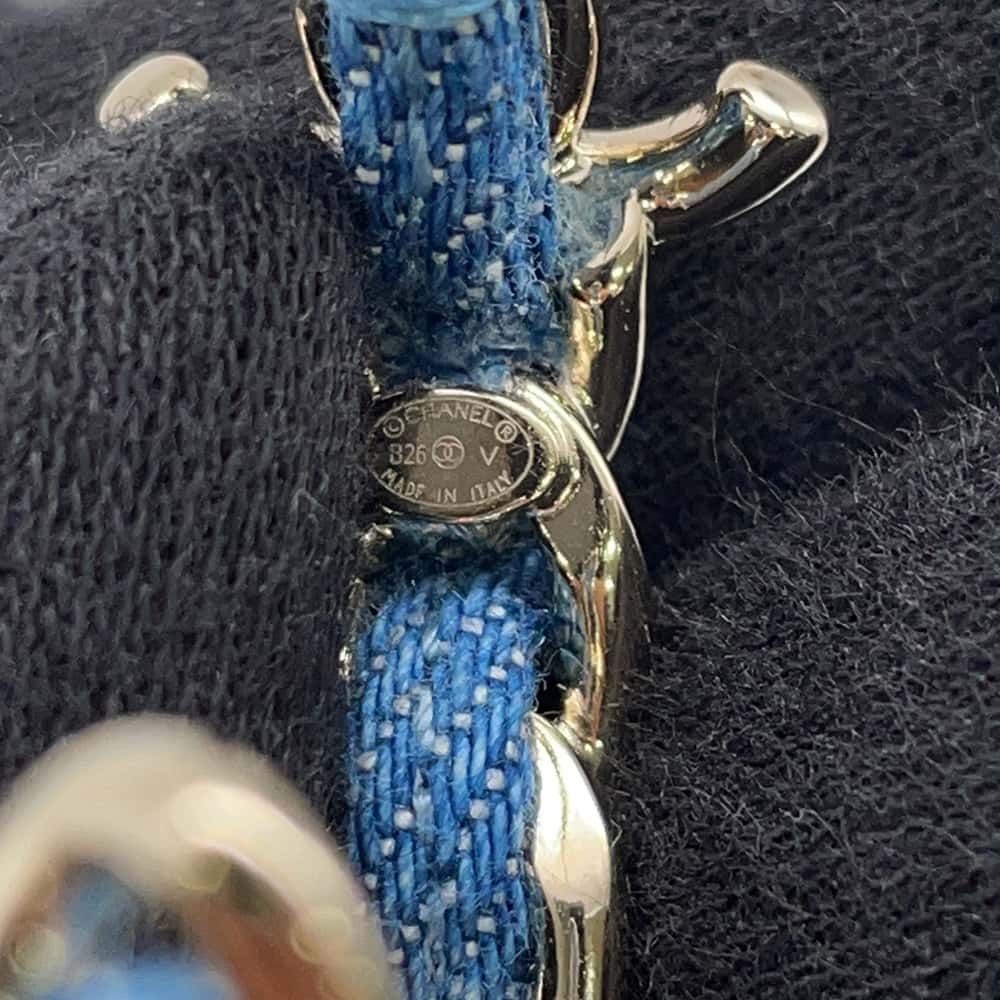 Chanel Earrings Hoop CC Logo Chain Denim 26 — view 7