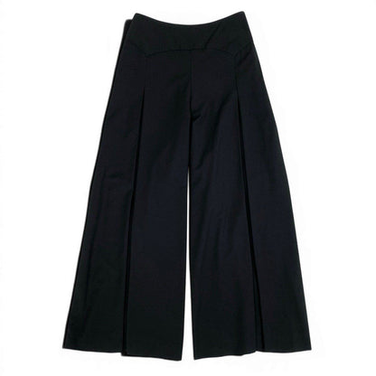 Chanel Boutique Vintage Wide Trousers High Waist CC Logo Gold Button Black Pants — view 2