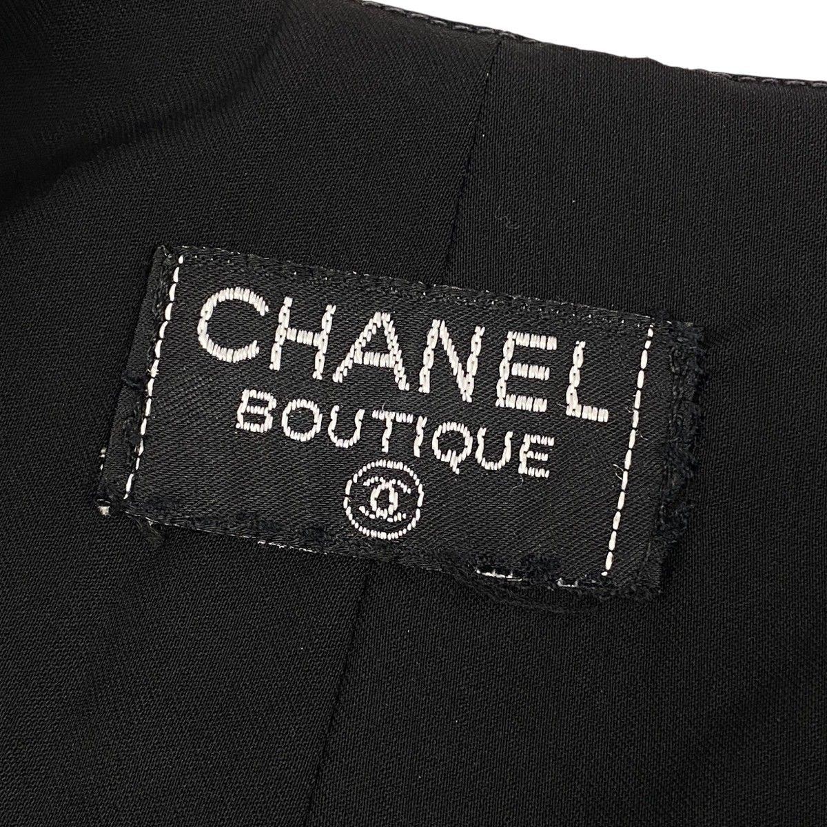 Chanel Boutique Vintage Wide Trousers High Waist CC Logo Gold Button Black Pants — view 9