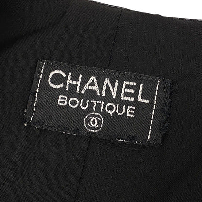 Chanel Boutique Vintage Wide Trousers High Waist CC Logo Gold Button Black Pants — view 9