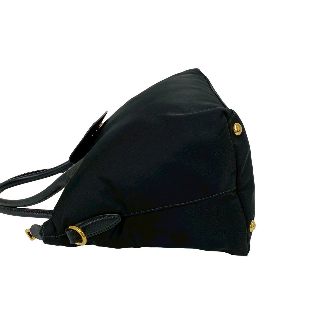 Prada Triangle Logo Tessuto Nylon Leather 2-Way Shoulder Bag Black — view 5