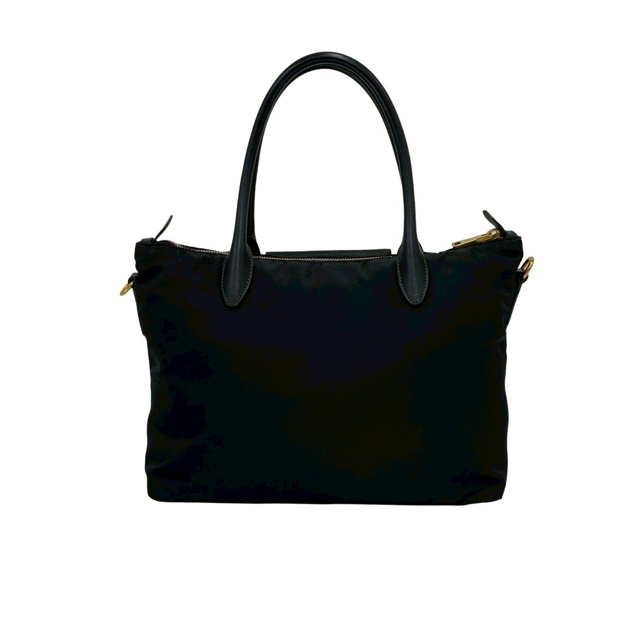 Prada Triangle Logo Tessuto Nylon Leather 2-Way Shoulder Bag Black — view 3