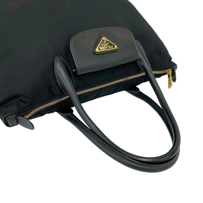 Prada Triangle Logo Tessuto Nylon Leather 2-Way Shoulder Bag Black — view 4