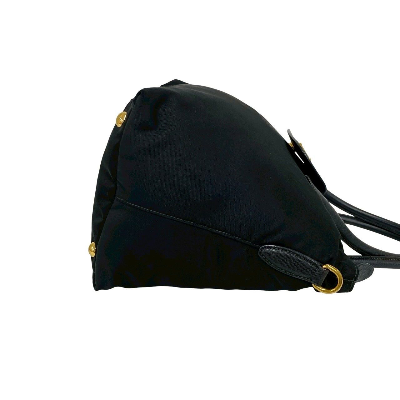 Prada Triangle Logo Tessuto Nylon Leather 2-Way Shoulder Bag Black — view 6
