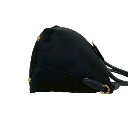 Prada Triangle Logo Tessuto Nylon Leather 2-Way Shoulder Bag Black — view 6