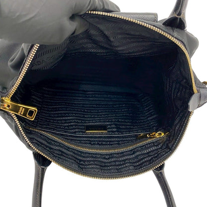 Prada Triangle Logo Tessuto Nylon Leather 2-Way Shoulder Bag Black — view 9