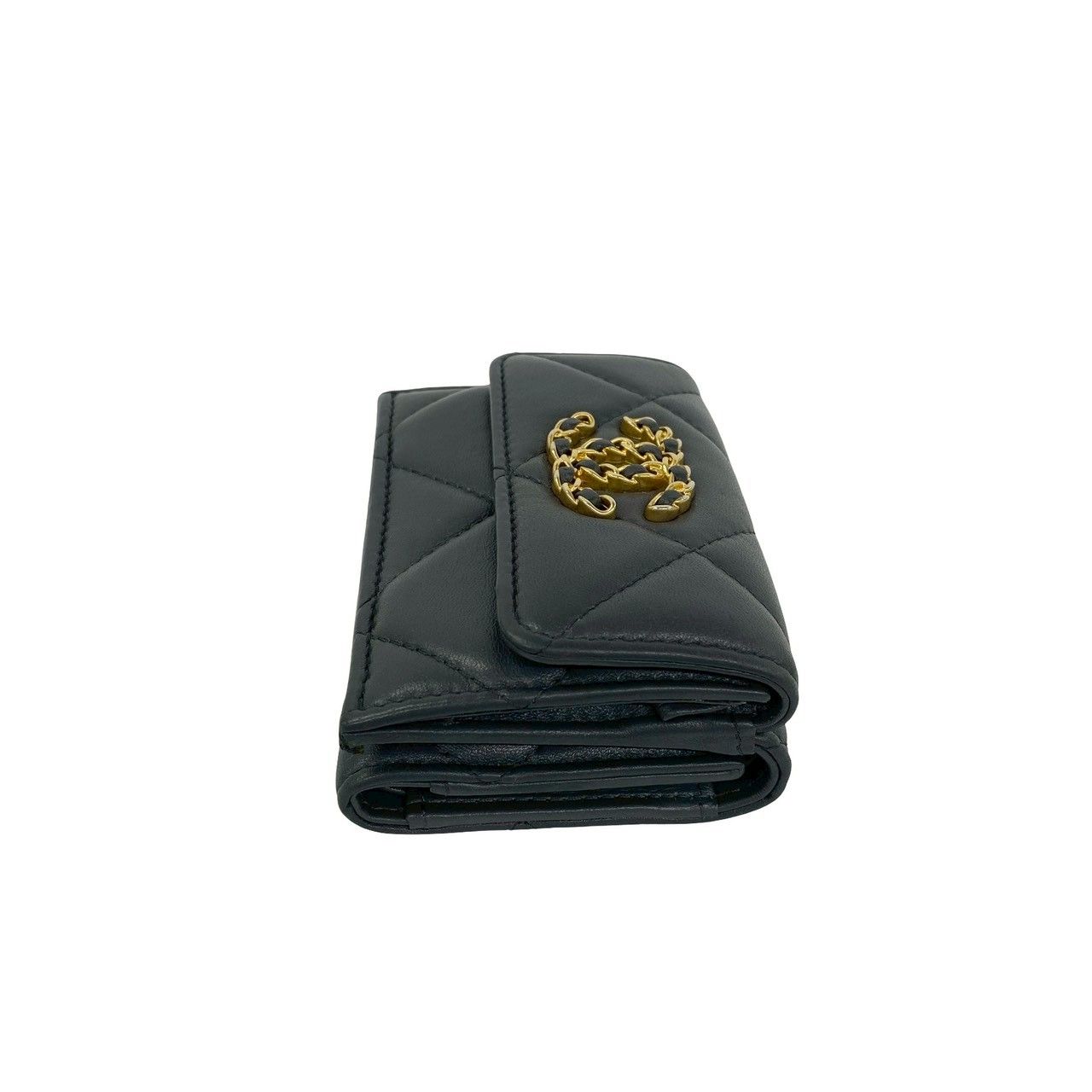 Chanel 19 CC Logo Lambskin Leather Trifold Wallet Mini Gray — view 5