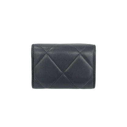 Chanel 19 CC Logo Lambskin Leather Trifold Wallet Mini Gray — view 2