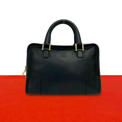 Loewe Vintage Amazona 28 Anagram Logo Leather Mini Boston Bag Black