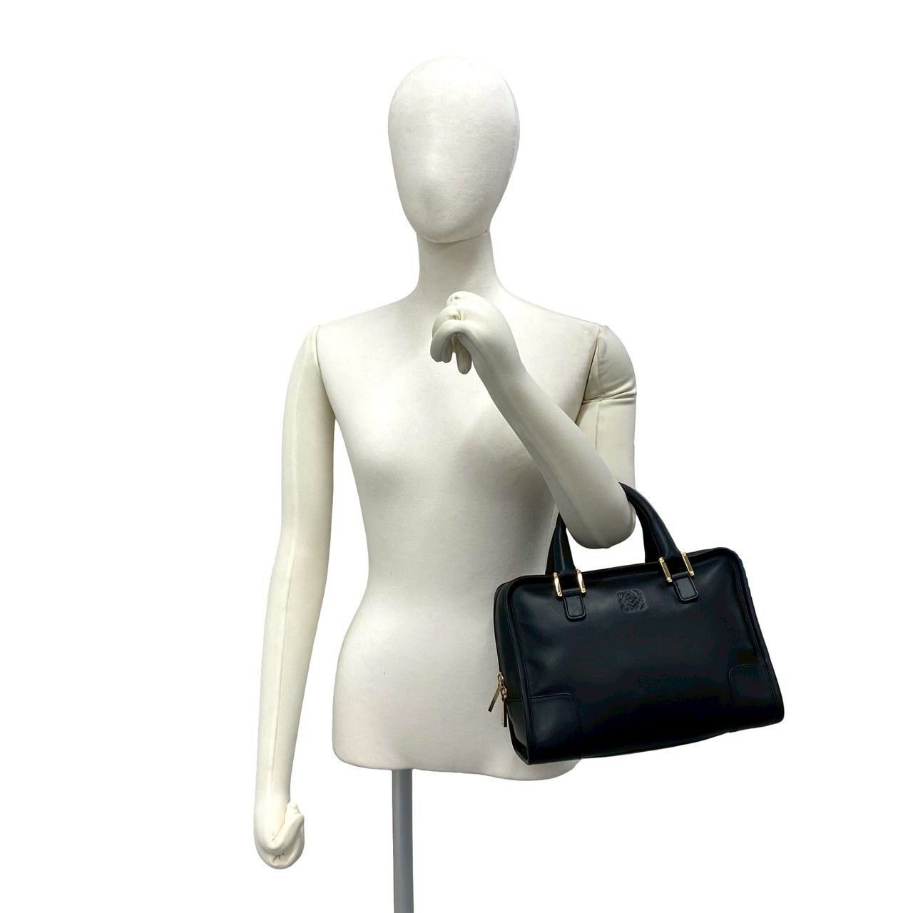Loewe Vintage Amazona 28 Anagram Logo Leather Mini Boston Bag Black — view 2