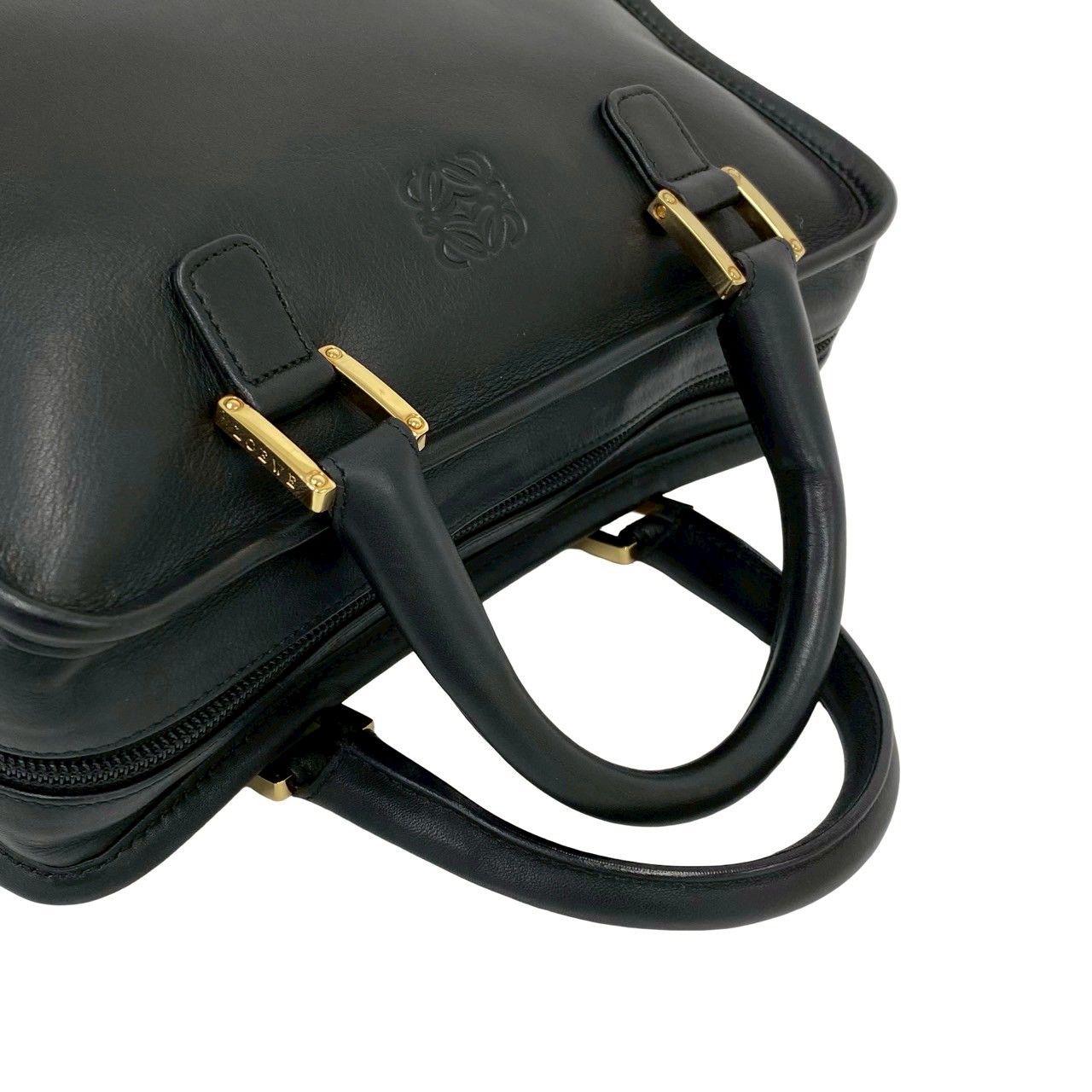 Loewe Vintage Amazona 28 Anagram Logo Leather Mini Boston Bag Black — view 4
