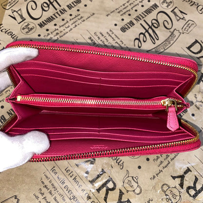 Prada Wallet Saffiano Pink Round Card Coin Billfold — view 8