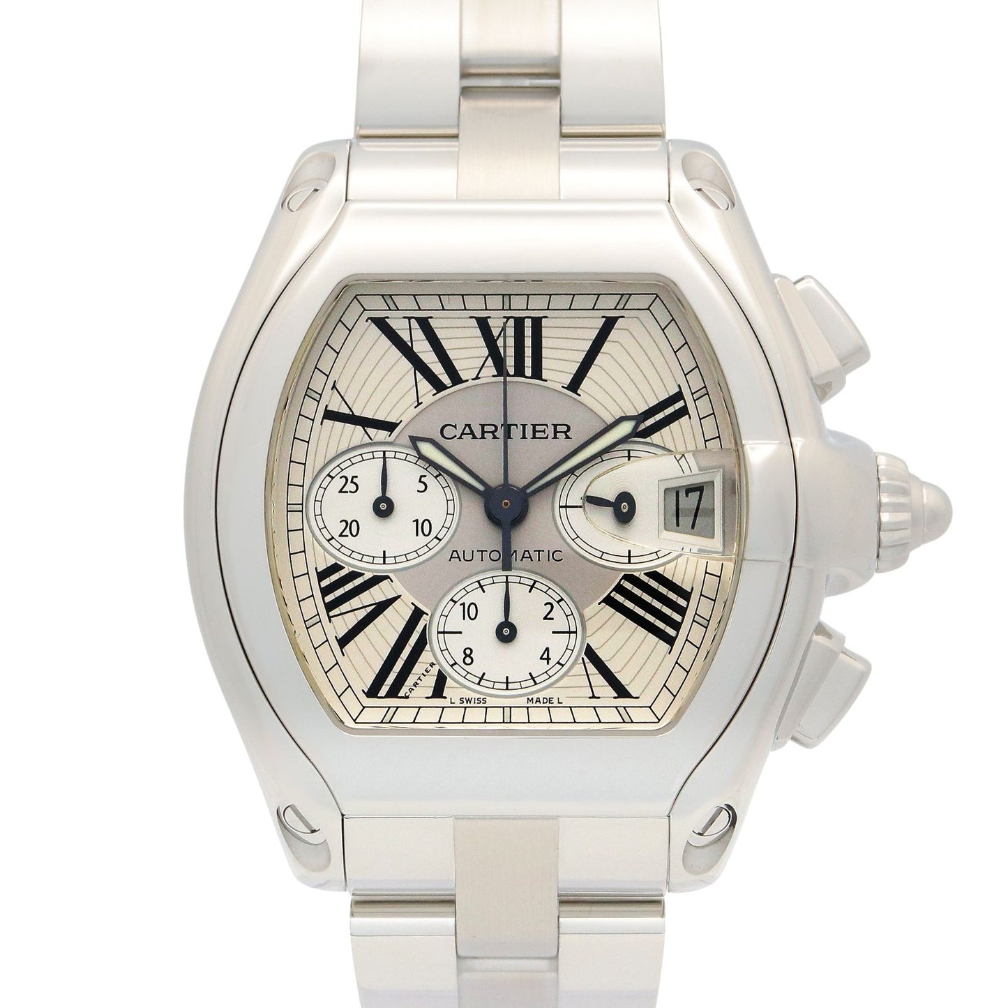 Cartier Watch Roadster Chronograph Silver Stainless Steel