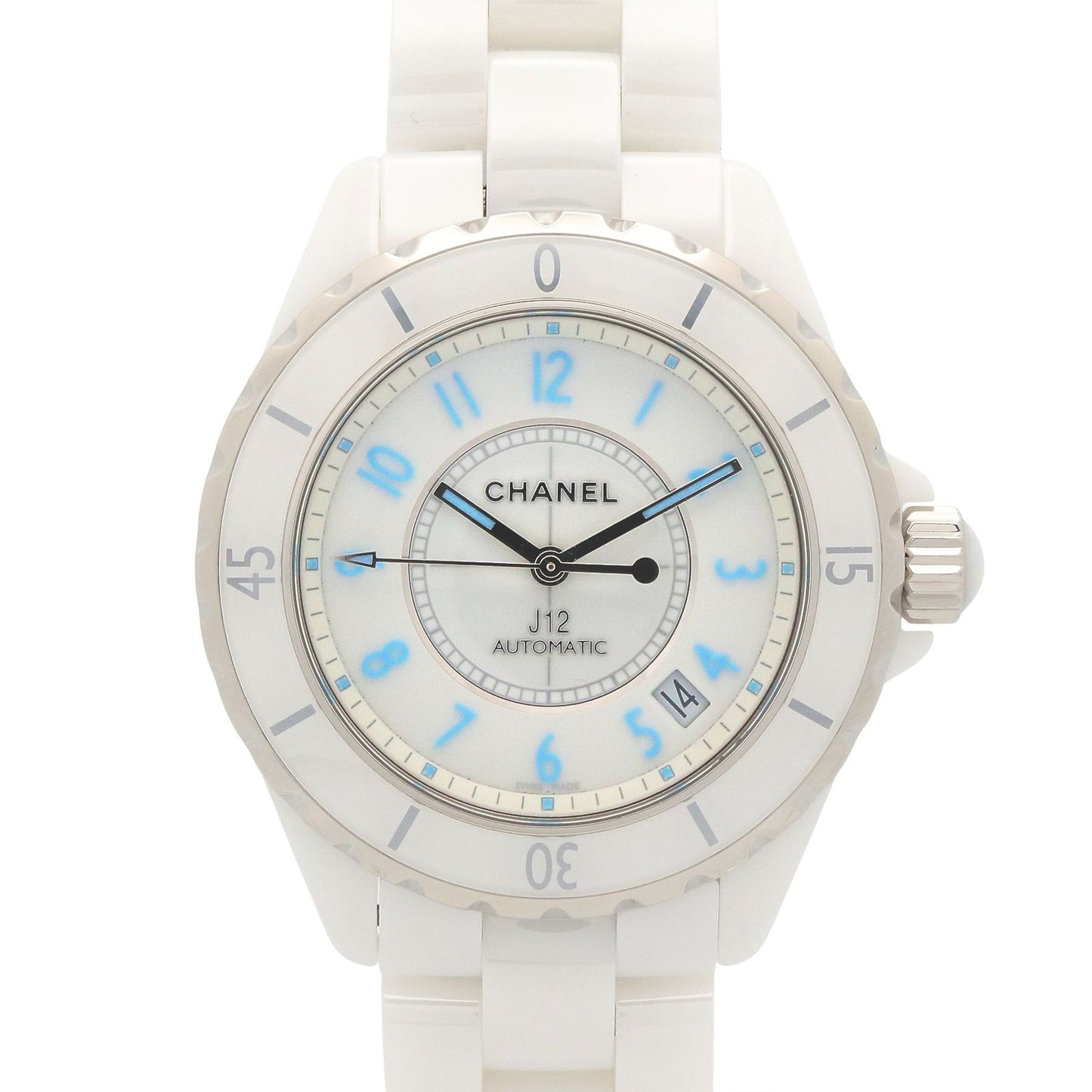 Chanel Watch Blue Light White Ceramic