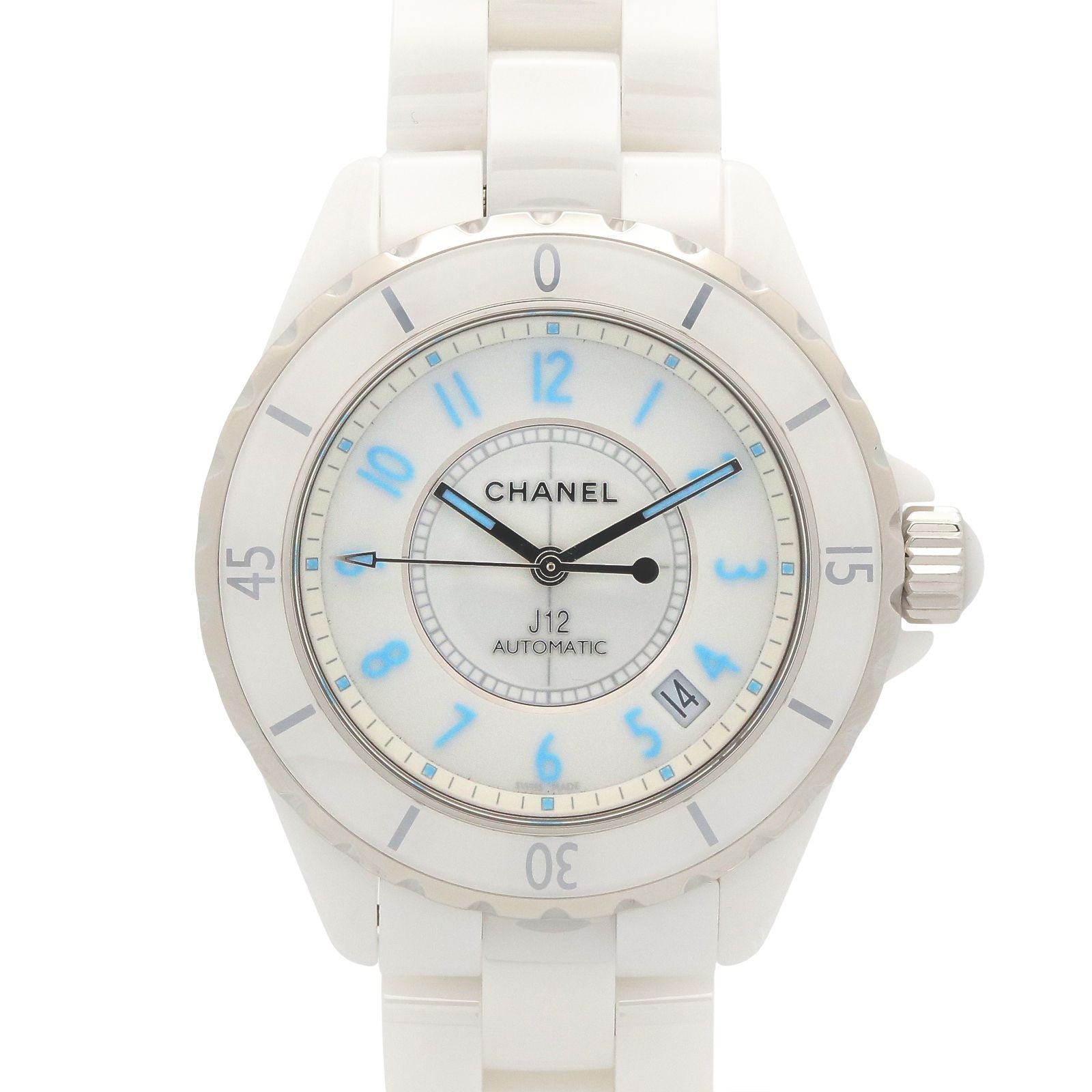 Chanel Watch Blue Light White Ceramic