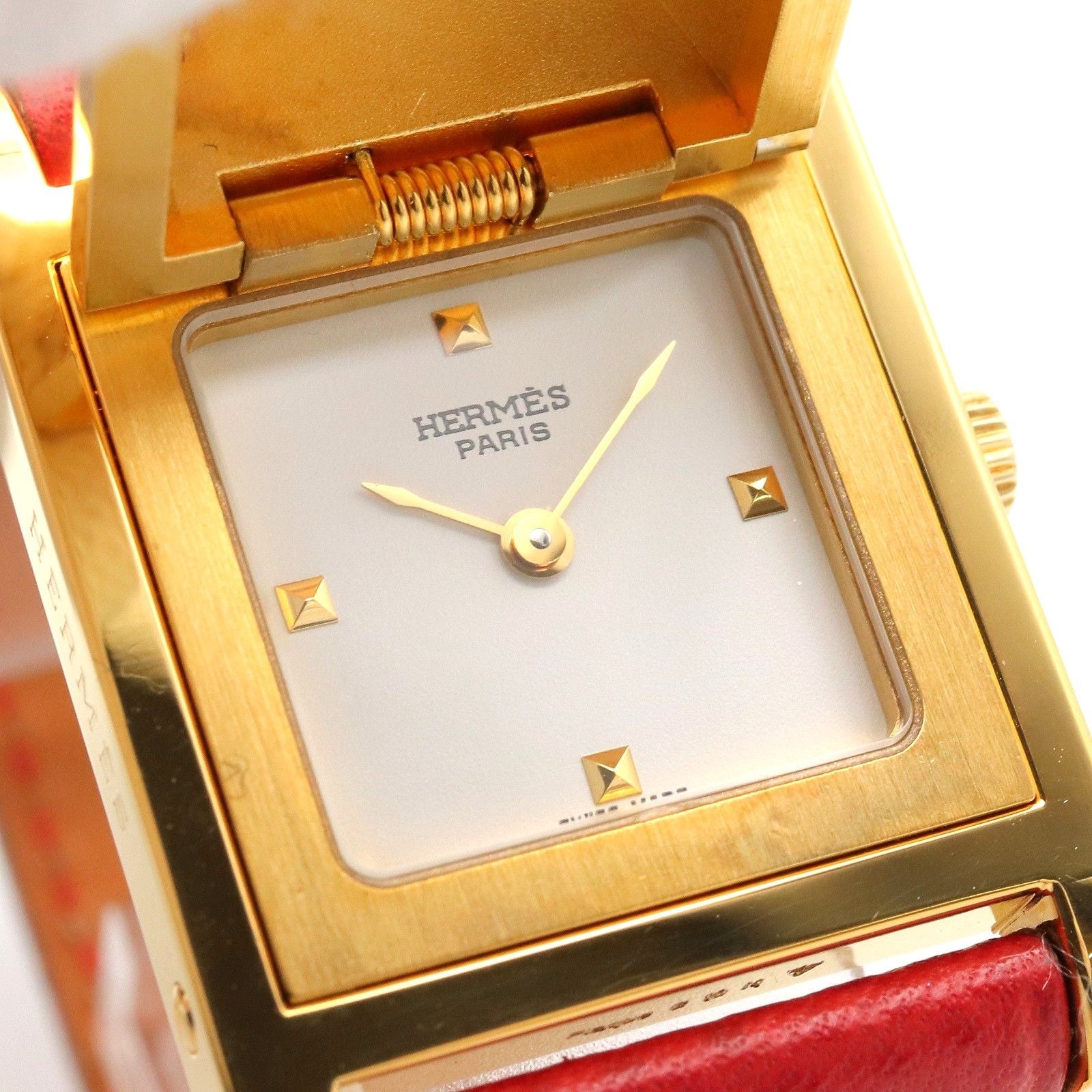 Hermes Watch Medallion White Leather Medal — view 3