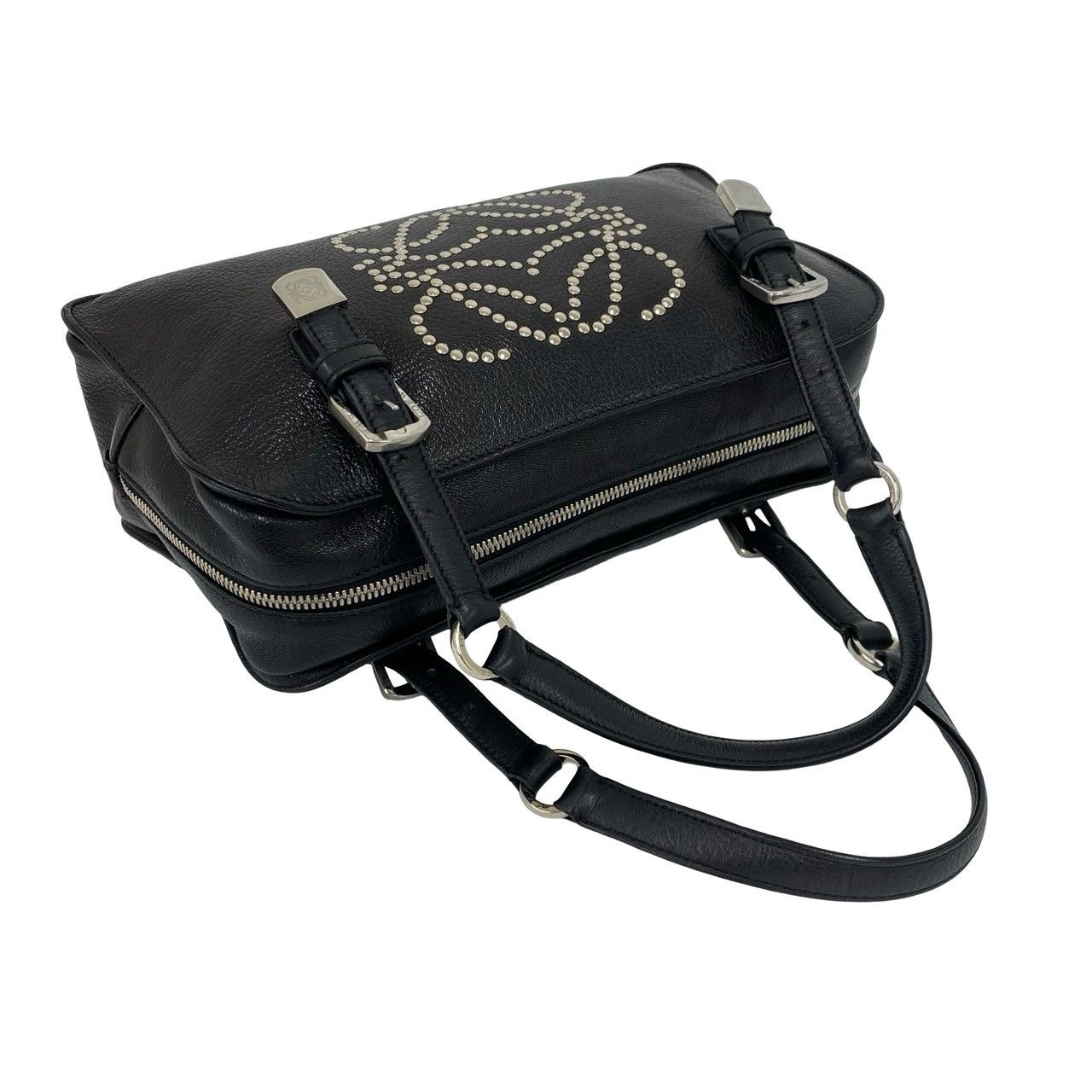Loewe Anagram Studs Logo Leather Mini Tote Boston Bag Black — view 4
