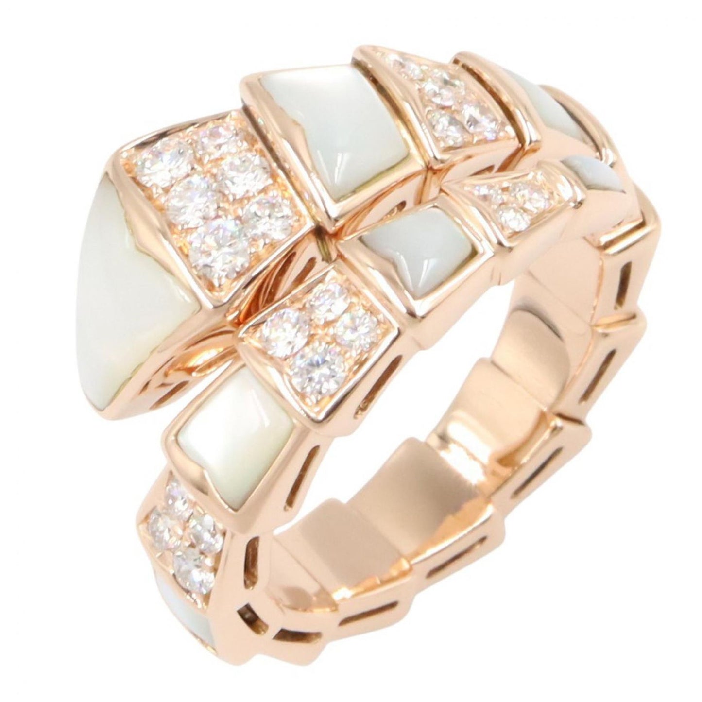 Bvlgari Ring Serpenti Mother of Pearl Diamond 18k Pink Gold